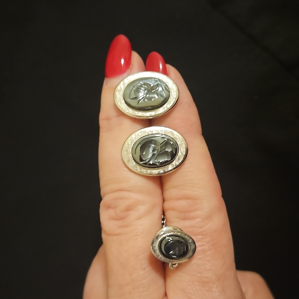 Krementz Vintage Art Deco Gladiator Cuff Links and Tie Tack